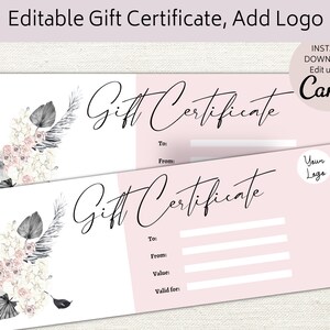 DIY Boho Geschenkgutschein, bearbeitbare Canva Vorlage, Boho Geschenkkarte