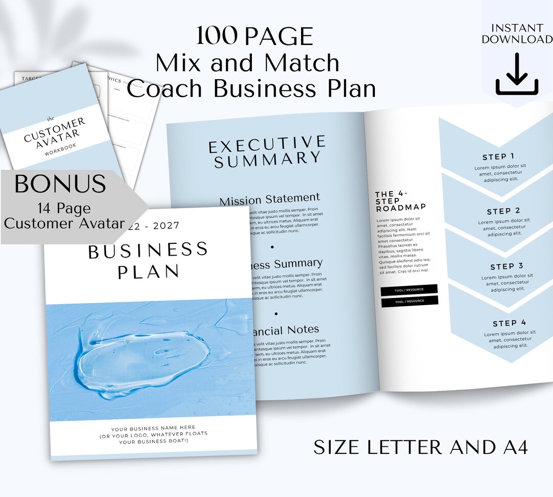 Blue Editable Coach Business Plan Canva Template, 100 Page Life ...