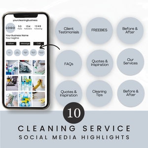 Highlight Covers for Cleaning Service Business, 10 Ready to Use Cover Icons for keeping best content, important resources and service info