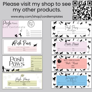 Editable Gift Certificate Template Dog Grooming, Dog Walking, Dog ...