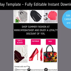 eBay or Poshmark Template Editable Sales Flyer, Promotional Leaflet. Printable Instant Download, Self Employed and Small Business Marketing