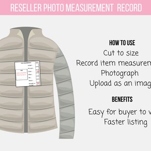 Clothing Measurement Photo Note Printables Reseller Measuring Record ...