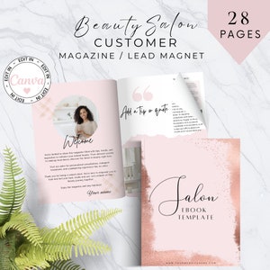 Beauty Ebook Template, Client Beauty Magazine, Salon Giveaway Brochure, Beauty Salon Lead Magnet, Spa Service Magazine