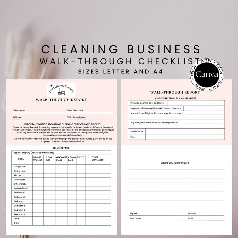 Cleaning Business Walk-through Editable Template, Professional Cleaning ...