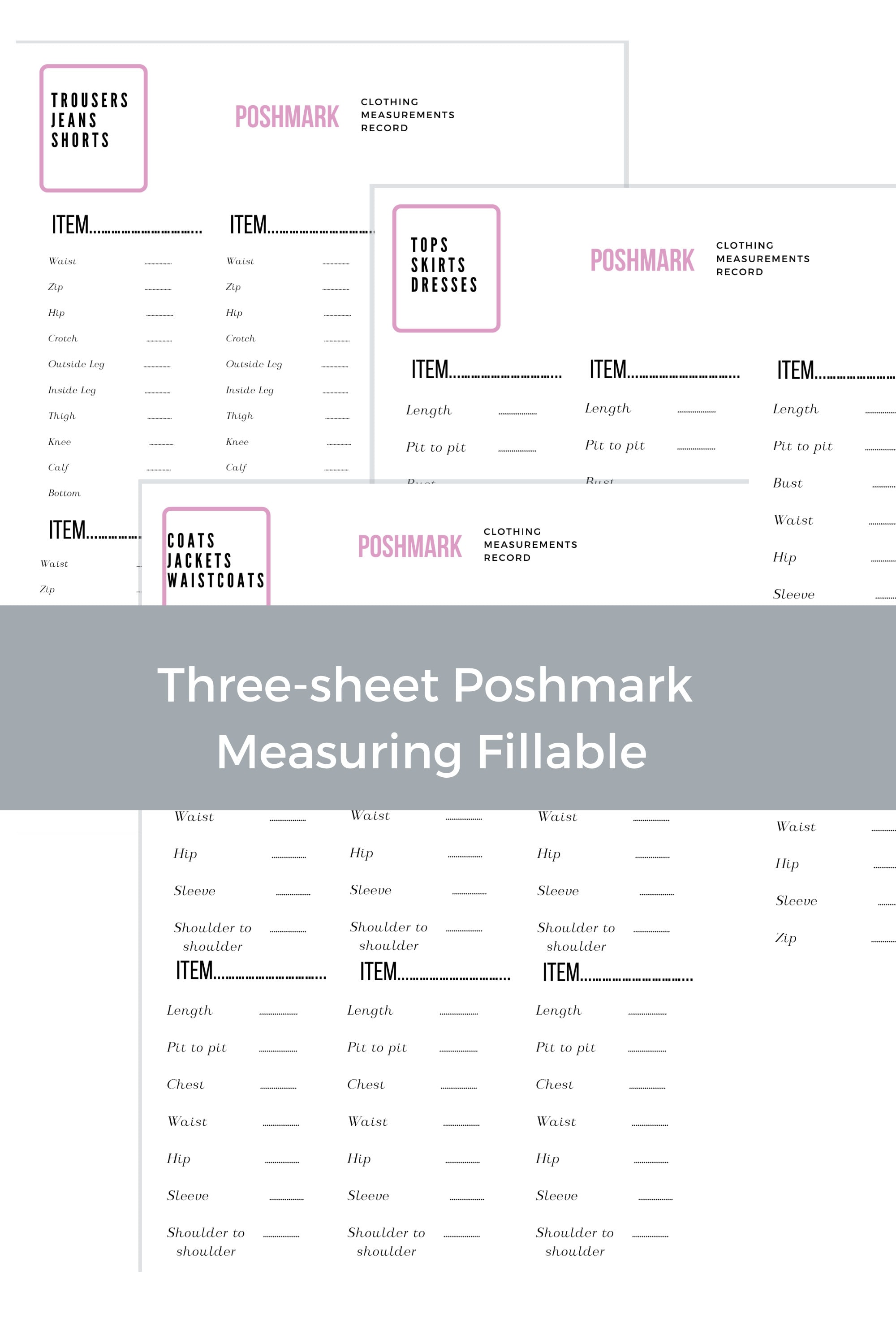 Poshmark Printable Templates | Record of Measurements| Reseller ...