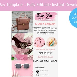 eBay or Poshmark Template Editable Sales Flyer, Promotional Leaflet. Printable Instant Download, Self Employed and Small Business Marketing