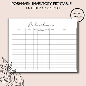 Poshmark Inventory Printable, Instant Download, Reseller Organization ...
