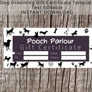 Dog Gift Certificate Template. DIY Gift Voucher for small business . Add your logo. Editable digital download.