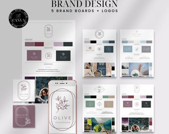 Brand Board Template Bundle, Editable Canva Branding Kit, Mood Boards for Business Brand, Modern Logo and Brand Board, Brand Logo Design