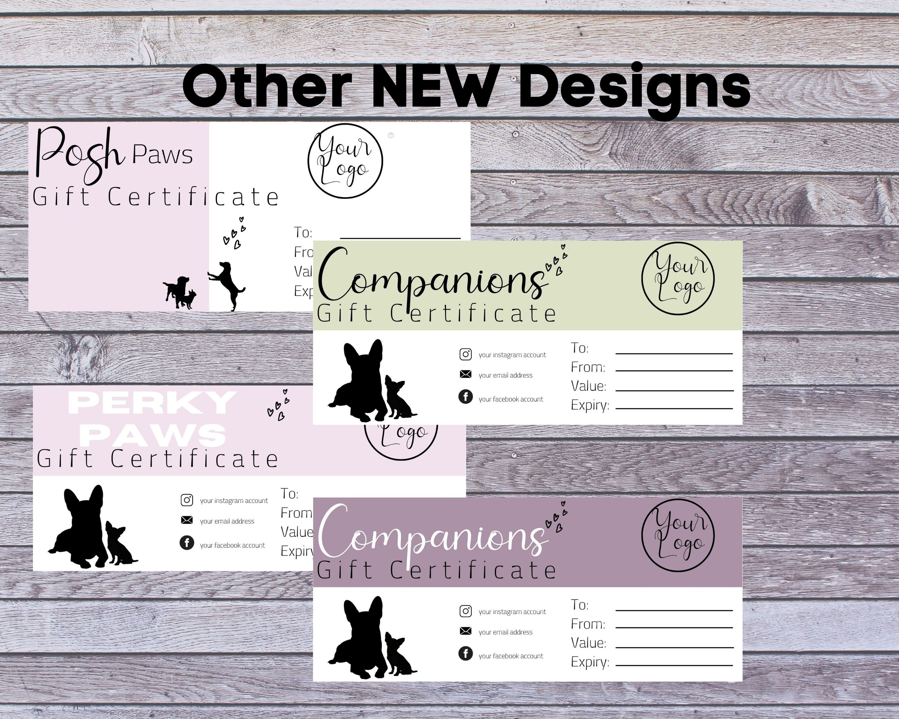 Gift Certificate Template Dog Grooming DIY Gift Voucher For Etsy 