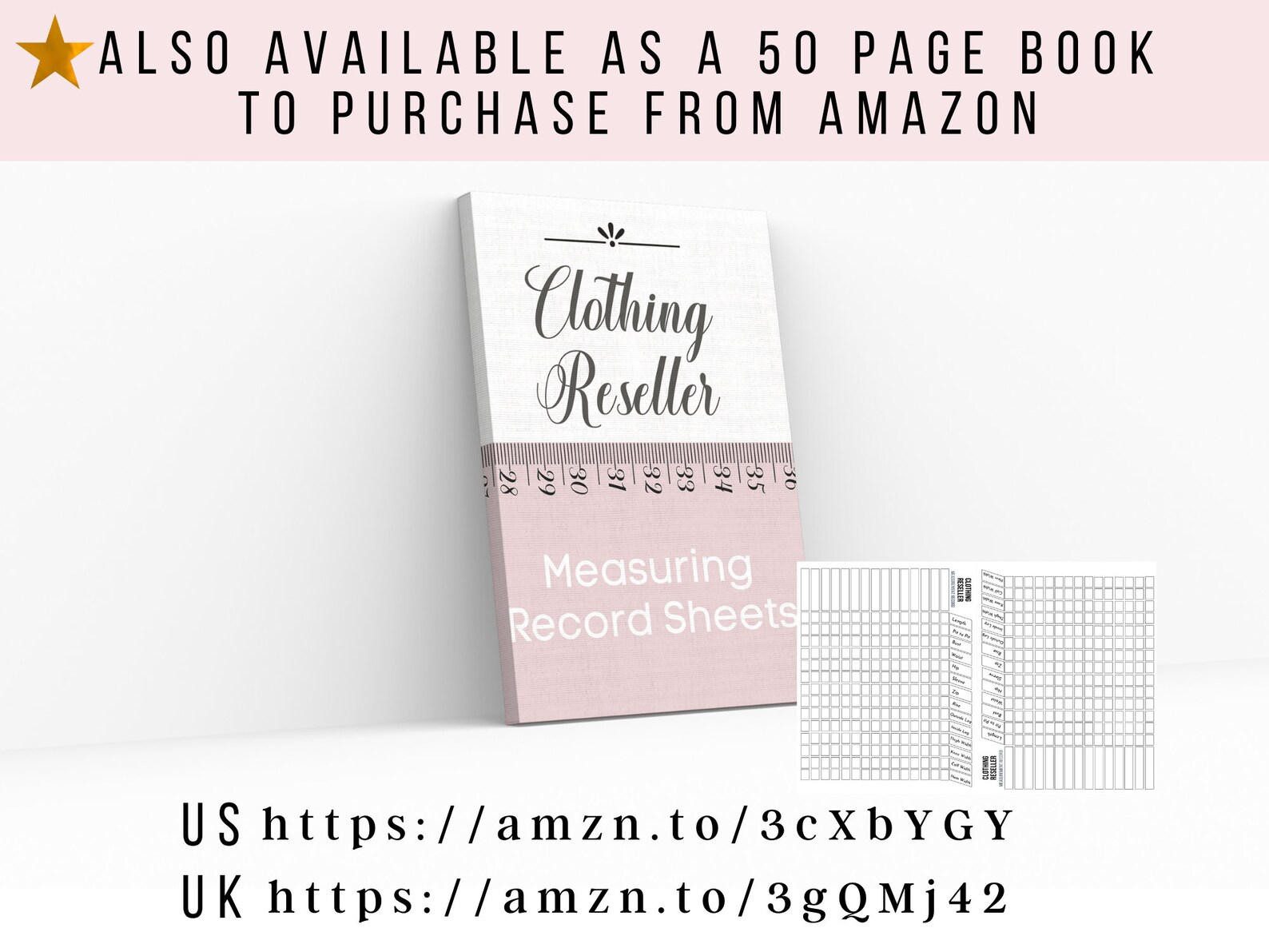Printable Clothing Measurement Template | Reseller Measuring Record ...