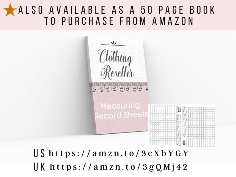 Printable Clothing Measurement Template Reseller Measuring Record