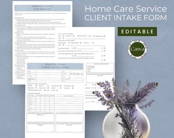 Home Care Service Client Intake Form, Assisted Living Assessment Form, ADL Non Medical Assessment Information Gathering