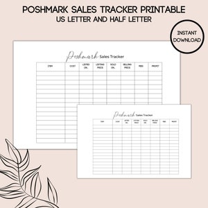 Poshmark Sales Tracker imprimible, descarga instantánea, organización de revendedores