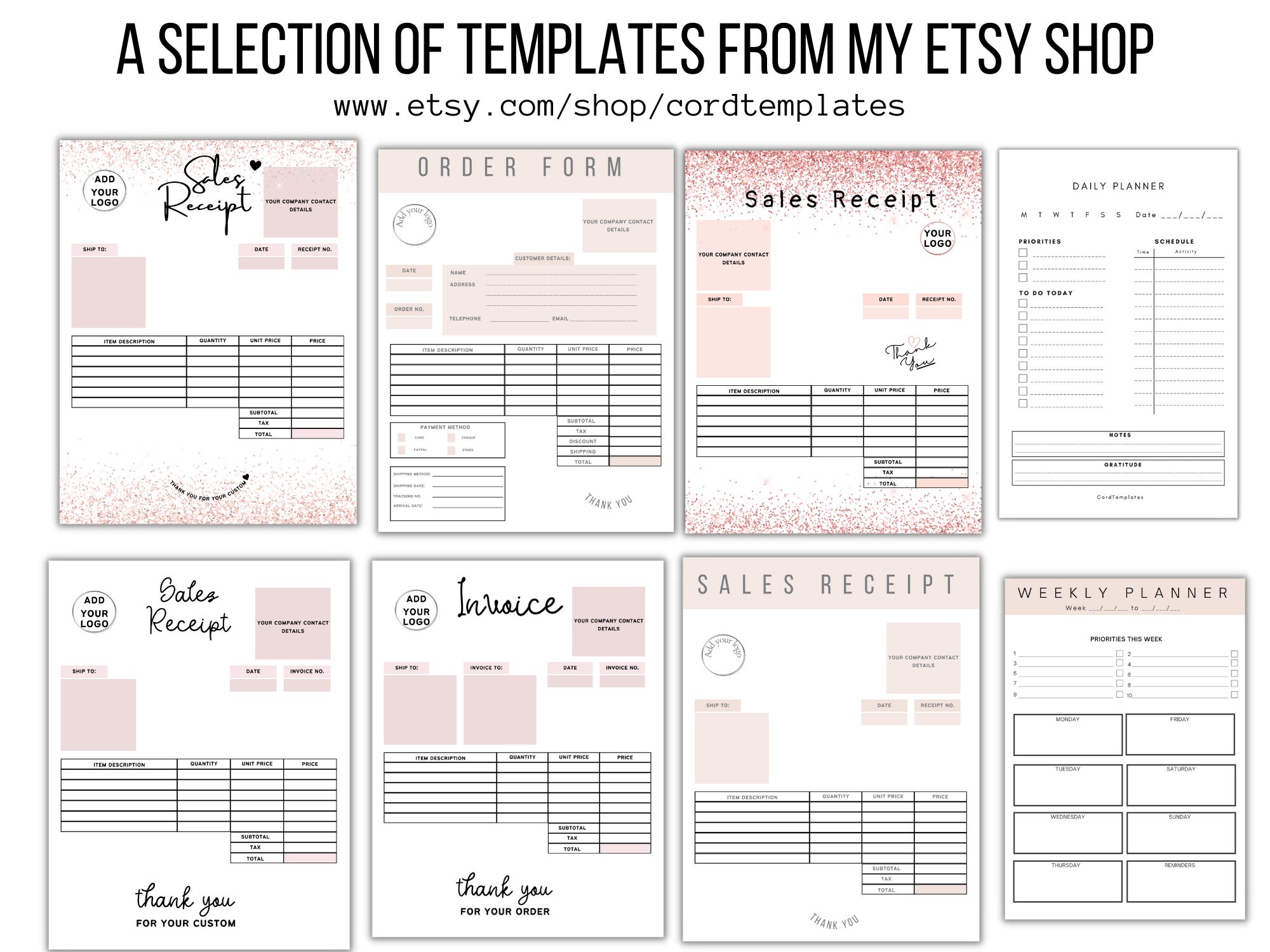 Editable Business Sales Receipt Template, Customizable and Printable ...