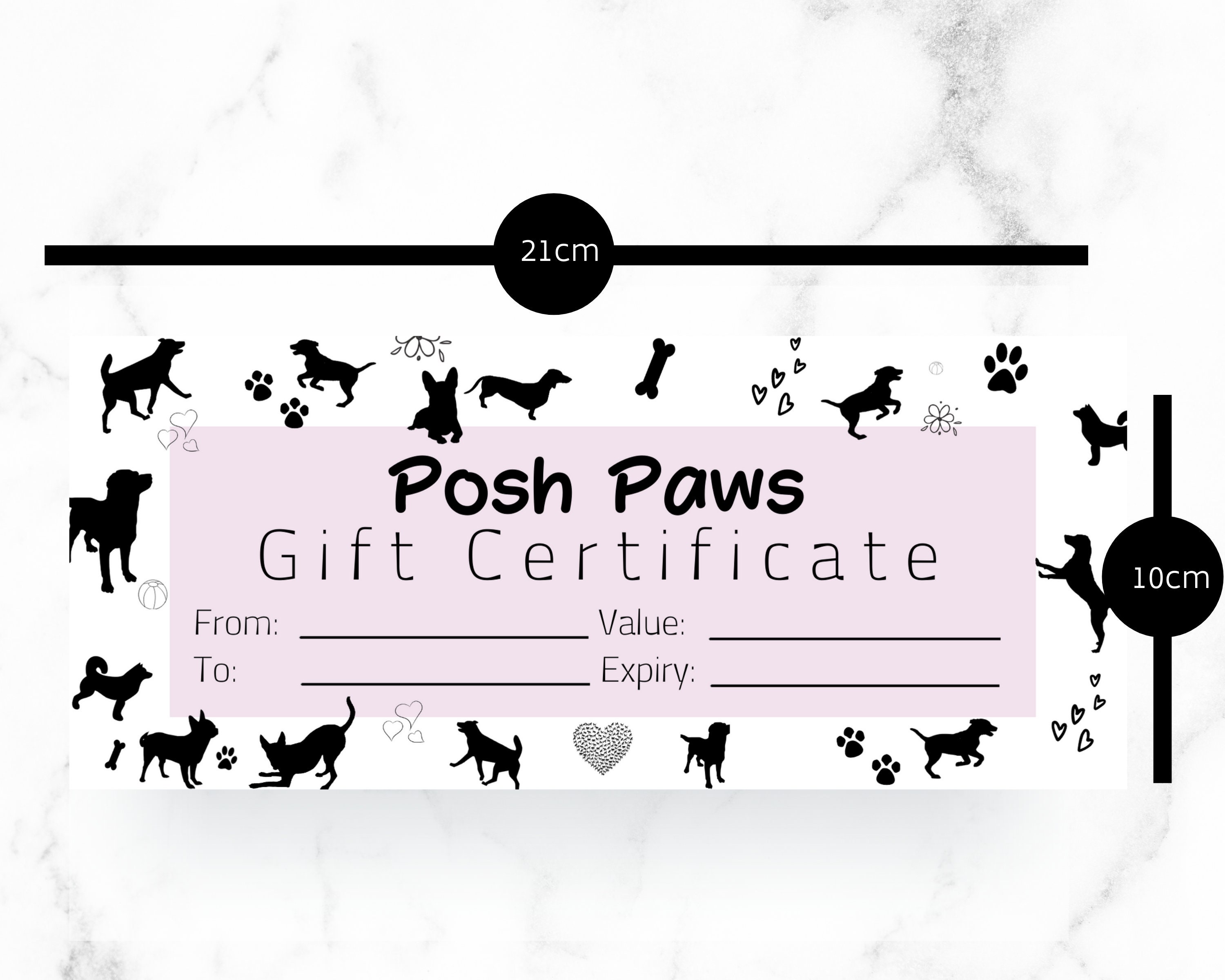 Gift Certificate Template Dog Grooming. DIY Gift Voucher for Etsy