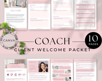 Client Welcome Packet Template, Coaching Intake Forms, Onboard Forms Canva Template
