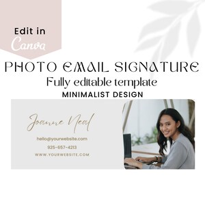 Email Signature Template Canva, Customize with photo and logo, Photo Email Signature, Gmail - use Canva Template, Minimalist Email Signature