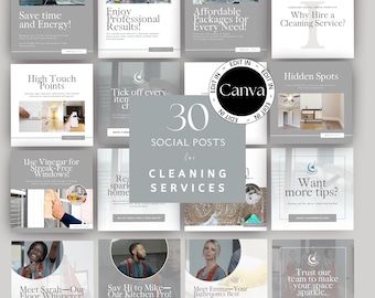 Cleaning Business Social Media Post Templates, Fully Editable Commercial and Domestic Cleaning Business Templates, Agency Marketing