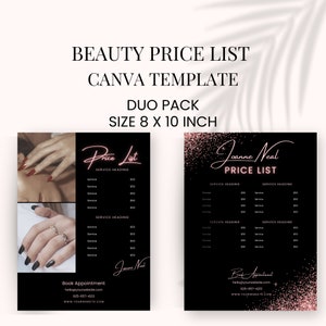 Price List Template, Small Business Price List, Editable Price Sheet, Pricing List, Salon Price List, Download, Modern, Minimal