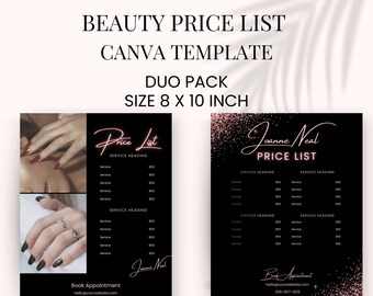 Price List Template, Small Business Price List, Editable Price Sheet, Pricing List, Salon Price List, Download, Modern, Minimal