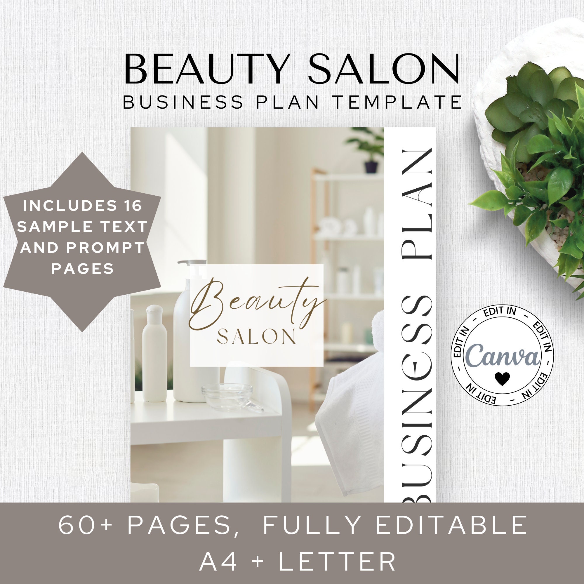 Beauty Salon Business Plan Template, Canva Template, Includes SAMPLE Beauty Salon Business Plan Template, Canva Template, Includes SAMPLE
