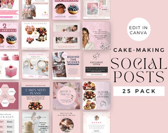 Cake Business Social Media Post Vorlagen, Bäckerei Instagram Posts, Bäckerei Marketing Posts, bearbeitbare Vorlagen für Cake Making Business,