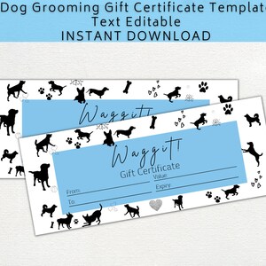 Dog Gift Certificate Template. DIY Gift Voucher for small business . Add your logo. Editable digital download.