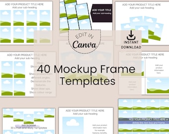 40 Canva Mockup Templates for Marketing and Product Promotion, Etsy Listing, Instagram, Courses, Ebooks, Create Listings for Etsy Store