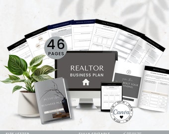 Realtor Business Plan, Real Estate Agent Business Planning Resource, Estate Agent Startup Toolkit, Canva Fully Editable Template