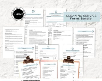 Editable Cleaning Business Forms Pack, Cleaning Service Template Bundle, Client Intake Form, Cleaning Service Agreement, Cleaner Checklists