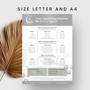 Editable Price List Template for Professional Cleaning Service, Cleaning Business Price List, Price List, Pricing for Cleaning Services