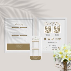 Editable Scan to Pay and Price List Template, QR Code and Price List Customizable Template, Venmo, PayPal,  Apple Pay, Canva Edit