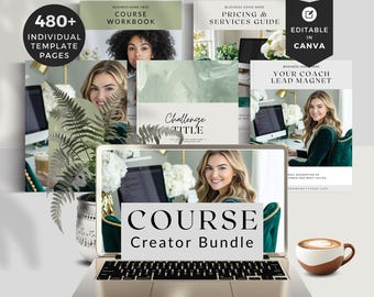 Coaches and Course Creators Business Bundle, Canva Templates for Coaches – Slide Deck, Brand Boards, Instagram, Pinterest, Email Signatures