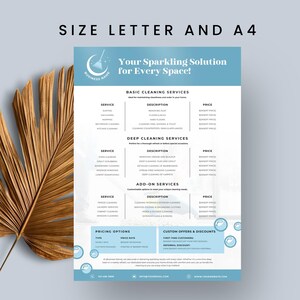 Editable Price List Template for Professional Cleaning Service, Cleaning Business Price List, Price List, Pricing for Cleaning Services