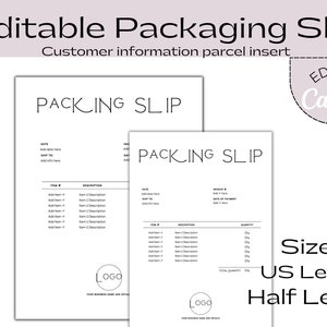Minimalist Editable Packing Slip Template, Editable Delivery Note, Order Tracker in a Classic Design