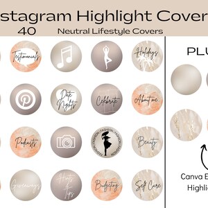 Instagram Highlight Covers, 44 Ready to Use Cover Icons, Highlights for Instagram Stories, Neutral Instagram Highlight Icons
