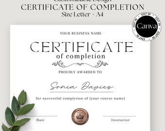 Certificate of Completion Template, Editable Lash, Nail, Brows, Makeup Artist, Customizable Hair Training Certificate, Course Certificate