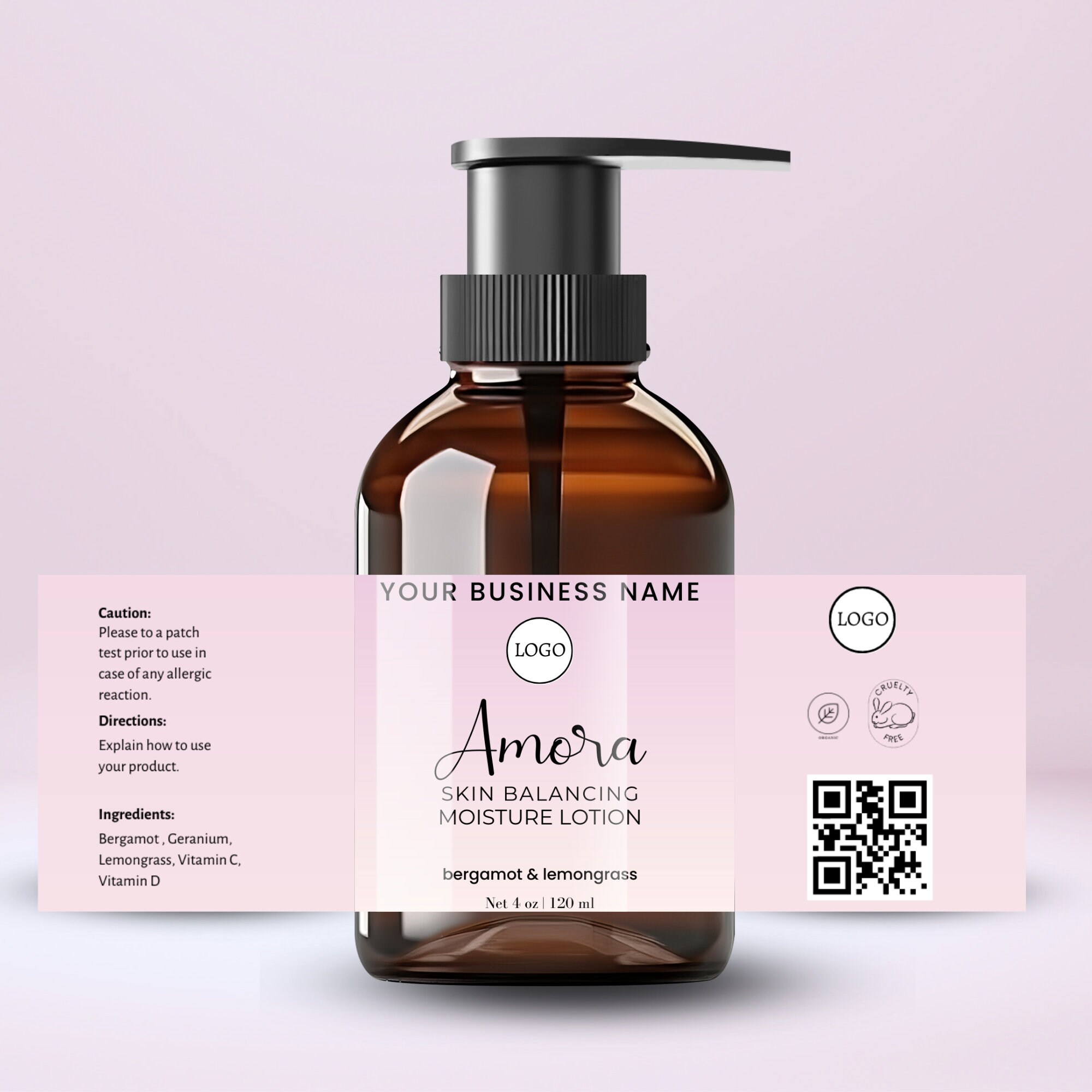 Cosmetic Bottle Labels Templates, Skincare Sticker Labels for Beauty ...
