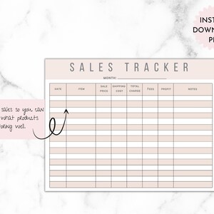 Sales Tracker Printable Template, Sales Log, - Sale Profits Tracker ...