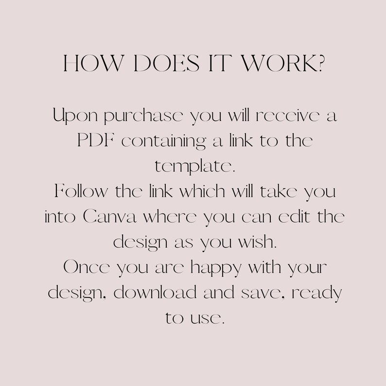May include: Text explaining how to use a digital template. Upon purchase, you will receive a PDF containing a link to a Canva template. Follow the link to edit the design and download it when you are finished.