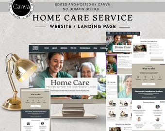Canva Home Health Care Service Website, Caregiver Business Web Page / Landing Page, Care Services Web Page, Assisted Living, Elderly Care