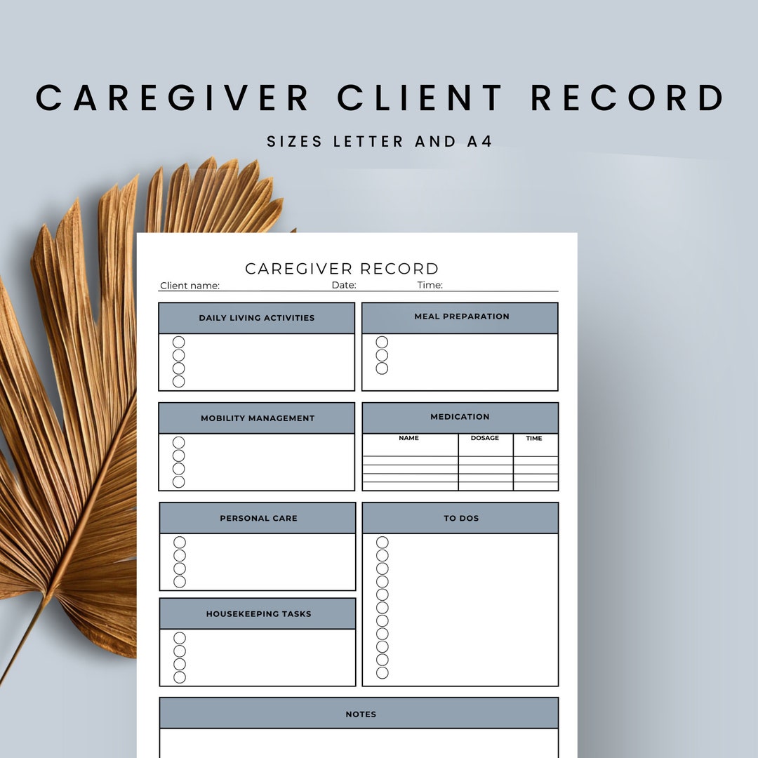 Daily Checklist for Elderly Care, Editable Caregiver Printable Record ...