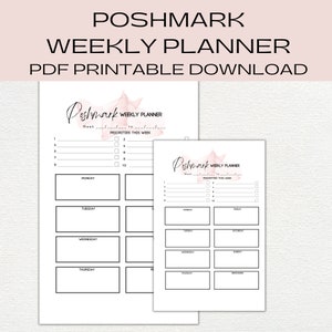 Poshmark Weekly Planner Printable, Instant Download, Reseller Organization