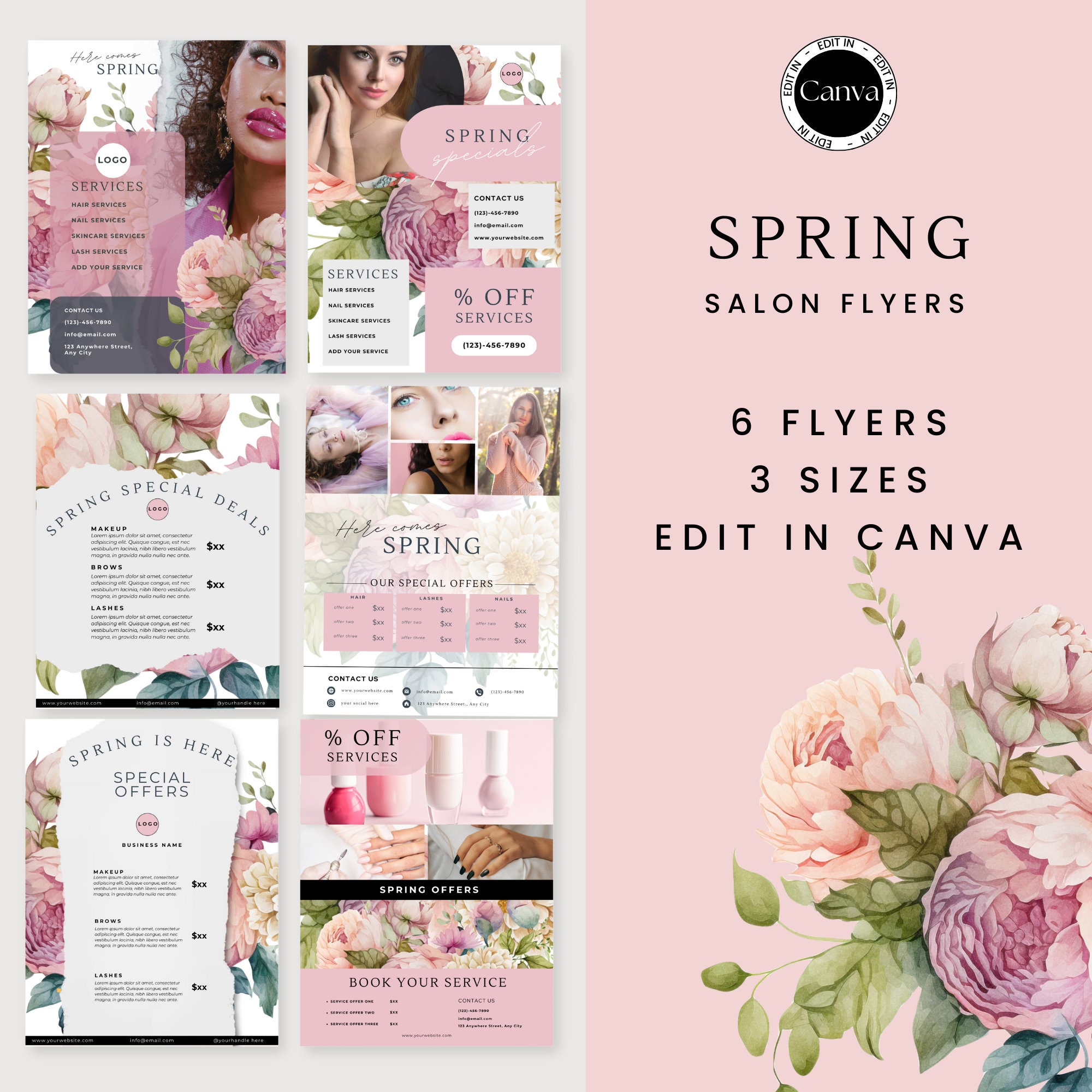 Spring Salon Flyers, Hair Salon Advertisement, Nail Flyer Spring, Salon ...