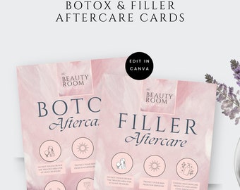 Botox Aftercare Card, Filler After Care Card, Aesthetic Botox Aftercare Card Design Templates, Beauty Salon Treatment Aftercare, Canva