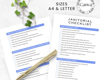 Janitorial Checklist, Canva Cleaning Checklist, House Cleaning Service Checklist, Business Cleaning Checklist, ADHD Employee Cleaning