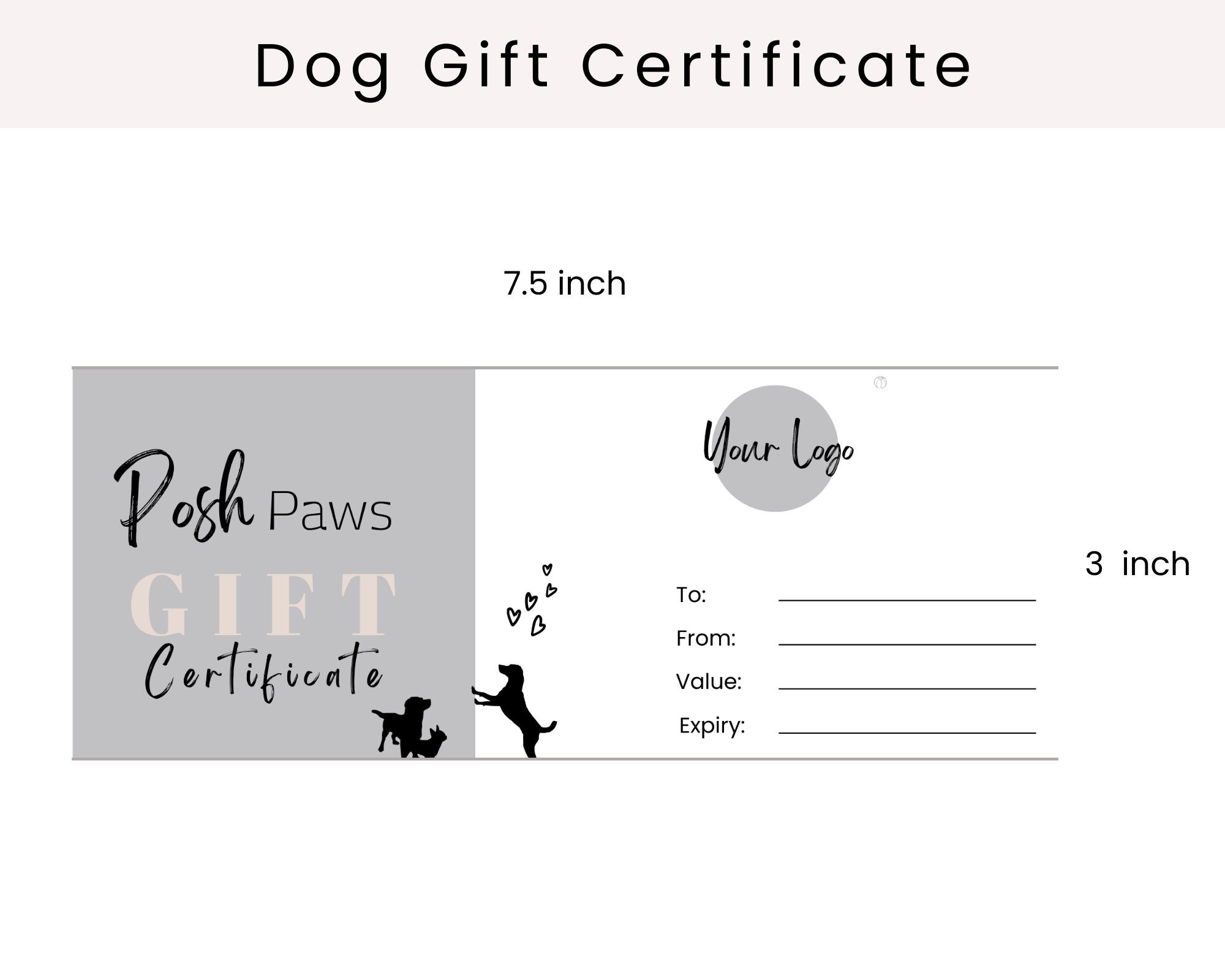 Editable Gift Certificate Template Dog Grooming, Dog Walking, Dog ...