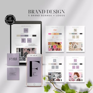 Brand Board Template Bundle, Editable Canva Branding Kit, Mood Boards for Business Brand, Modern Logo and Brand Board, Brand Logo Design