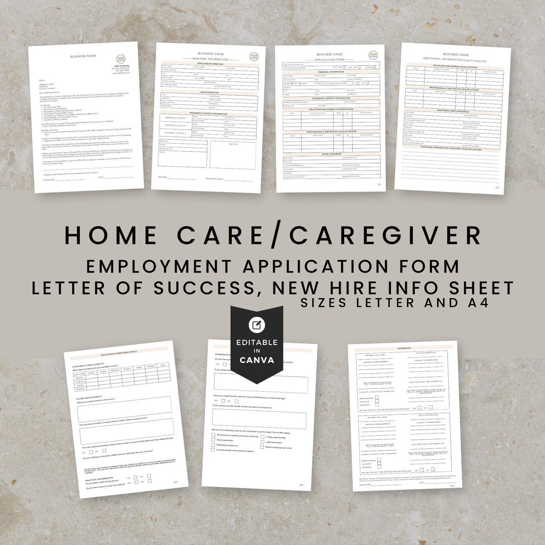 Home Care Application Form and Successful Applicant Pack, Home Care ...